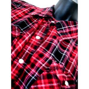 Maurice's Red & Black Plaid Western, Snaps, L/S Shirt Size XL